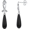 Pair of 20.00x06.00 mm Genuine Onyx Earrings in Sterling Silver