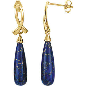14k Yellow Gold Lapis Earrings
