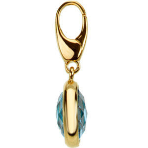 14k Yellow Gold Genuine Swiss Blue Topaz Charm