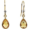 14k Yellow Gold Citrine & Diamond Earrings