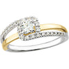 Engagement Ring or Matching Band in 14K White and Yellow Gold (Size 6)