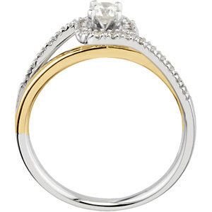14K White & Yellow Gold 1/3 CTW Diamond Bypass Engagement Ring , Size 7
