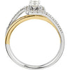 14K White & Yellow Gold 1/3 CTW Diamond Bypass Engagement Ring , Size 7