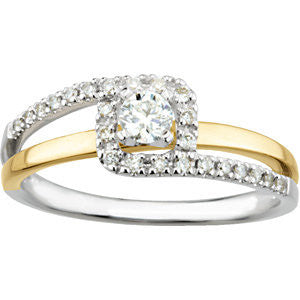 14K White & Yellow Gold 1/3 CTW Diamond Bypass Engagement Ring , Size 7
