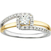 14K White & Yellow Gold 1/3 CTW Diamond Bypass Engagement Ring , Size 7