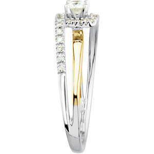 14K White & Yellow Gold 1/3 CTW Diamond Bypass Engagement Ring , Size 7