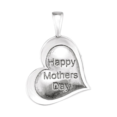Sterling Silver Heart print Happy Mothers Day Pendant