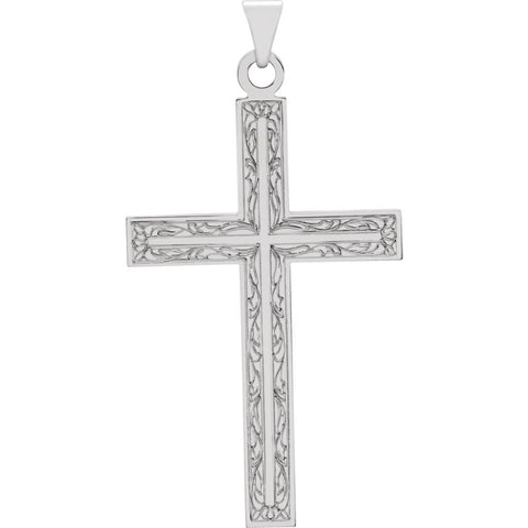 14k White Gold Cross Pendant