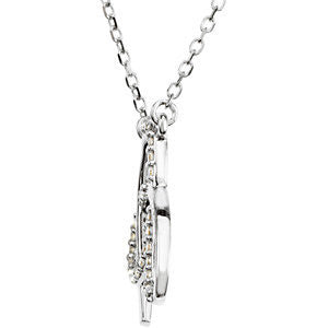 14k White Gold Letter "A" 1/8 CTW Diamond Initial 17" Necklace