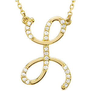 14k Yellow Gold Letter "L" 1/8 CTW Diamond Initial 17" Necklace