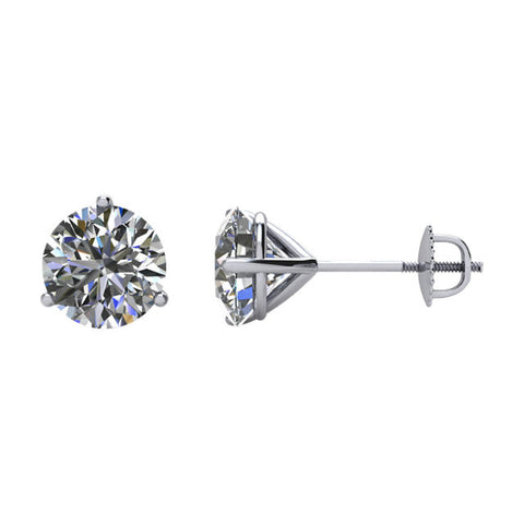 14k White Gold 2 CTW Diamond Threaded Post Earrings