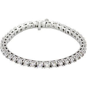 18k White Gold 10 CTW Diamond Line 7.25" Bracelet