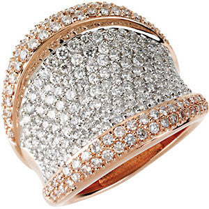 14k Rose Gold Pavé Ring, Size 7