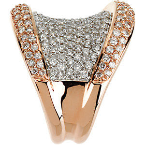 14k Rose Gold Pavé Ring, Size 7
