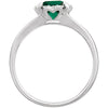 14k White Gold Created Emerald & .05 CTW Diamond Ring, Size 7