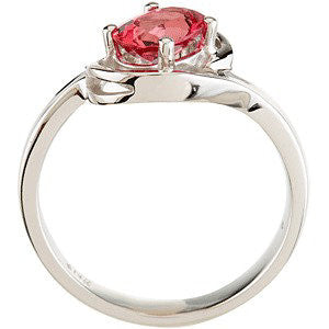 14k White Gold Genuine Pink Tourmaline Ring, Size 7