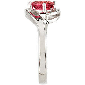 14k White Gold Genuine Pink Tourmaline Ring, Size 7