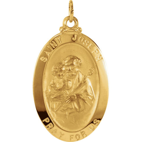 14k Yellow Gold 25x18mm St. Joseph Oval Medal