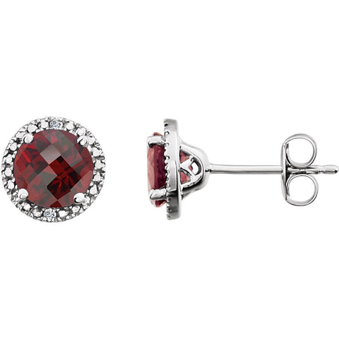 Sterling Silver Mozambique Garnet & .01 CTW Diamond Earrings