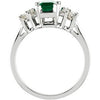 14k White Gold Genuine Emerald & Diamond Ring, Size 6