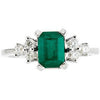 14k White Gold Genuine Emerald & Diamond Ring, Size 6