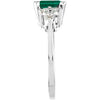 14k White Gold Genuine Emerald & Diamond Ring, Size 6