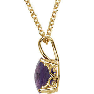 14k Yellow Gold 10mm Checkerboard Amethyst 18" Necklace