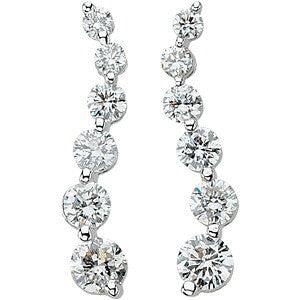 14k White Gold Journey Diamond Earrings