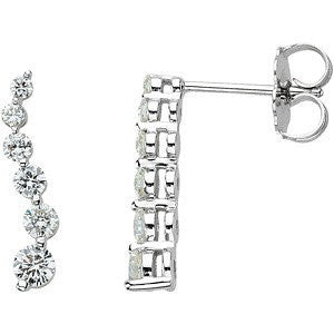 14k White Gold Journey Diamond Earrings