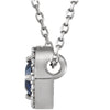 14k White Gold Blue Sapphire and .05 CTW Diamond Necklace