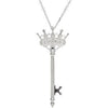 1/10 CTTW Diamond Crown Key Necklace in Sterling Silver ( 18 Inch )