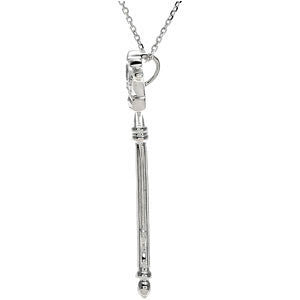 Sterling Silver 1/10 CTW Diamond Crown Key 18" Necklace