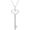 1/4 CTTW Diamond Heart Key Necklace in Sterling Silver ( 18 Inch )