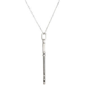 Sterling Silver Diamond Heart Key Pendant or Necklace