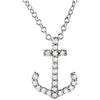 1/8 CTW Diamond & Platinum Anchor Necklace (16-Inch)