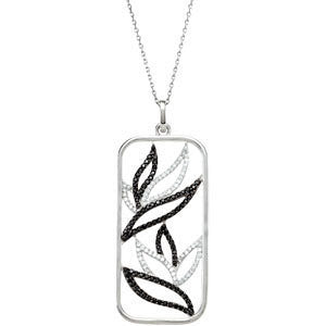 Sterling Silver Black Spinel & 3/8 CTW Diamond 18" Necklace