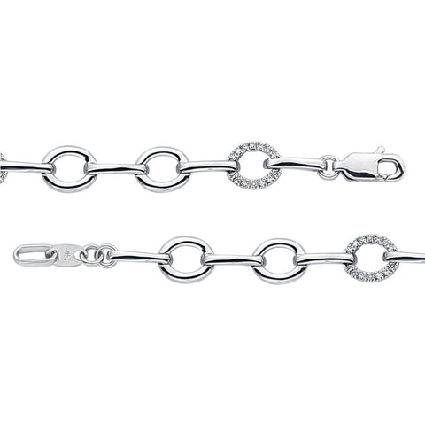 14k White Gold 1/6 CTW Diamond Link 7.5" Bracelet