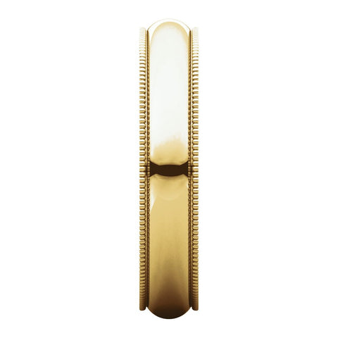 10k Yellow Gold 4mm Milgrain Band, Size 11