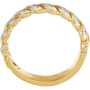 14k Yellow Gold 1/5 CTW Diamond Anniversary Band , Size 7