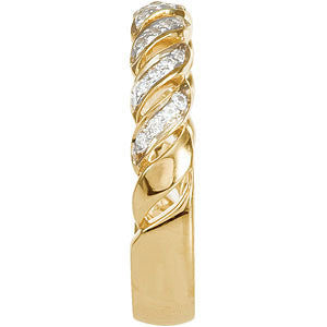 14k Yellow Gold 1/5 CTW Diamond Anniversary Band , Size 7