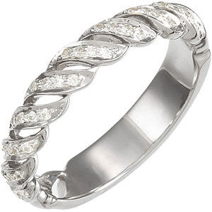 14k White Gold 1/5 CTW Diamond Anniversary Band , Size 7