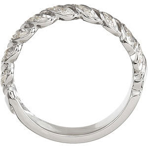 14k White Gold 1/5 CTW Diamond Anniversary Band , Size 7