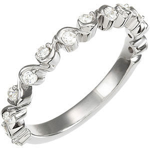14k White Gold 1/4 CTW Diamond Anniversary Band, Size 7