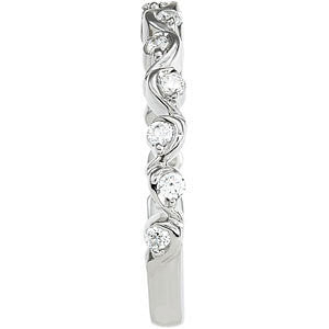 14k White Gold 1/4 CTW Diamond Anniversary Band, Size 7