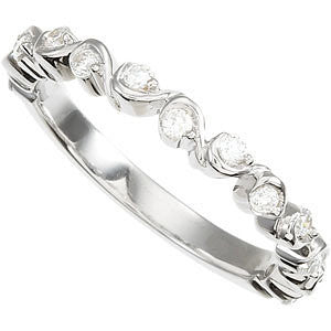 14k White Gold 1/4 CTW Diamond Anniversary Band, Size 7