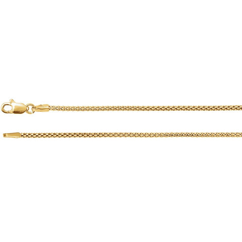 1.50 mm Hollow Popcorn Chain in 14k Yellow Gold ( 20-Inch )