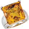 Genuine Checkerboard Citrine Ring in Sterling Silver ( Size 6 )