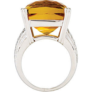 Sterling Silver Checkerboard Citrine Weave Design Ring, Size 7