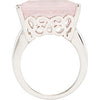 Sterling Silver Rose Quartz Scroll Design Ring, Size 7