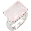 Genuine Rose Quartz Ring in Sterling Silver ( Size 6 )